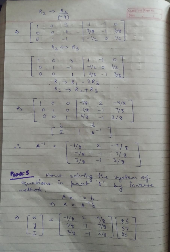 (CLASSTIME Page Date TO 3 R2 Rz 1 0 Lo 0 1 o R, R2 3 - -1 -1/2 0 1 3/8 -1 R -3R3. Rat Rz. 0 V2 3/3) 0 J 0 Lolo 1 -19 1-1/8