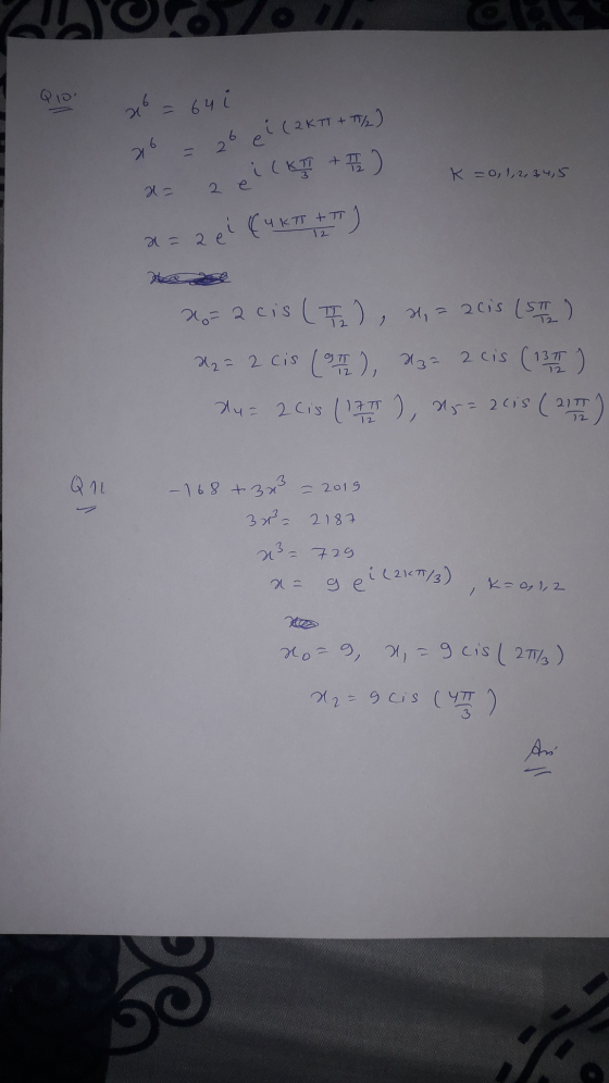 x6 = 641 i (2 KTT + 71/2) 26 216 K=0,1,2,3,4,5 a 2 ei (KI + I) zei (4 kI + 12 x = a e 26=2 cis (7) H, = 2015 (51) (977), 237