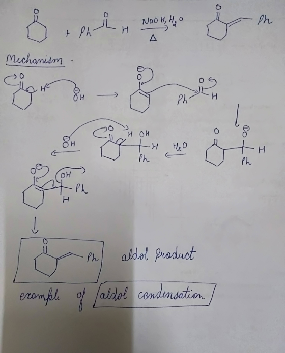 Naon, Ho H Mechanism HOH th He & Ph G o example ph alsol product of ſaldol condensation