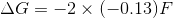 AG = -2x (-0.13) F