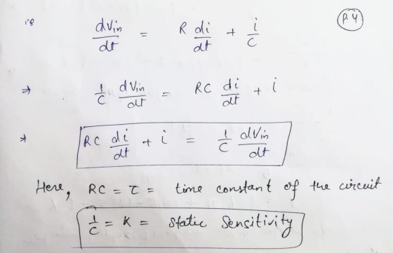 dvin Ja dt ac dirt i = rolling Here, RC=t= (2=k= time constant of the circuit static Sensitivity /