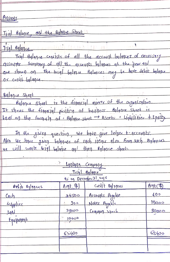 Ansored Balance and the balance sheet a Lovel Balance Add Trial Balance consists of all the account balances of necessary acc