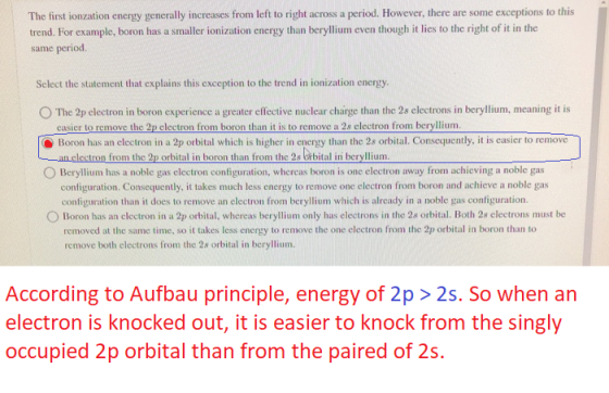 The first ionzation energy generally increases from left to right across a period. However, there are some exceptions to this