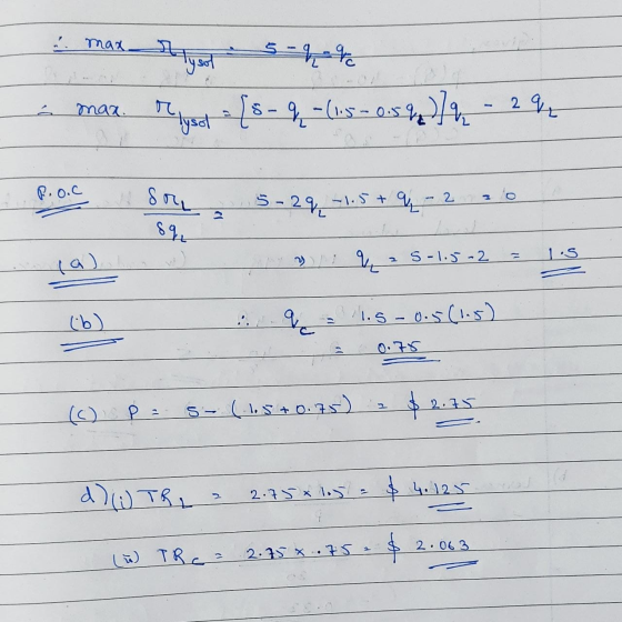 i max Alysot 5-qve maa. r lyst = (8- q = (1.5-0.5 41 2q P.O.C sou 2 N 5-29 -1.5+q-2 co 89. 2 (a) 5-1.5-2 1.5-0.5(15) 0.78 S (