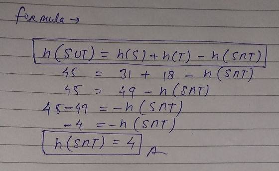formula h (Sub) = hCS + ( h(s) + h(c) - h (snt) 45 31 + 18 - h (SNT) 45 > 49 n (SNT) 48-49 =-h (SNT) -4 = -h (snt h (SNT) = 4