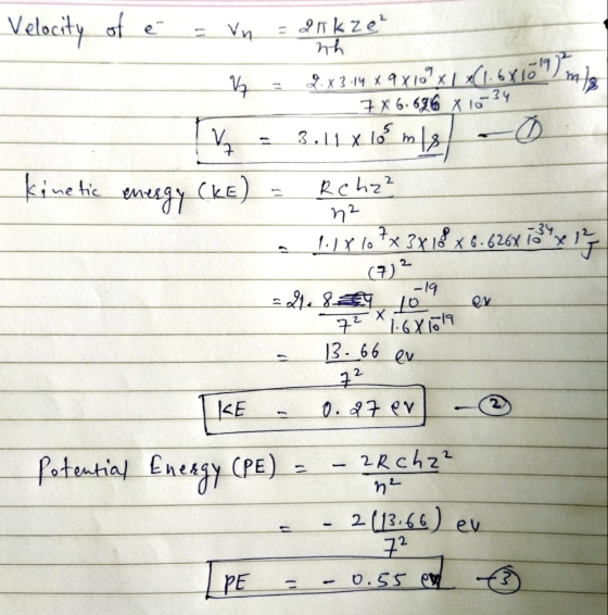 Velocity of e Inkze Vn ex3-14910I.610 Fx6.636 x 102 3.11Xlo ms kine tie Rchz2 n2 1.)Ylo tx 3X18x6.626 I1 enegy CkE) ()2 19 X