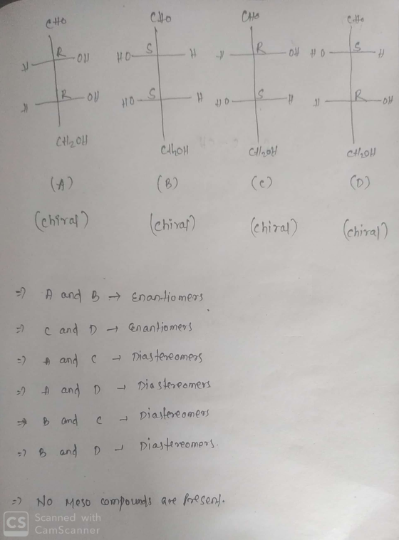 etto Callo RoN HOSH BOH HO - O S - B -08 CH₂OH CALOH Cllrold cthod (4) (B) (chiral) (chiral) (chiral) (chiral) = A and B → En