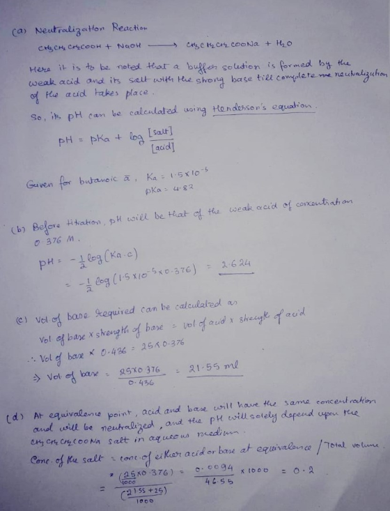 (a) Neutralization Reaction crbcry crycooH & Naot cezc thcthcooNa + to Here it is to be noted that a buffer solution is forme