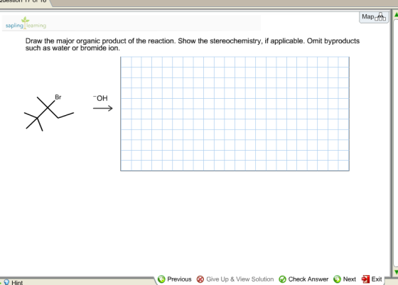 Draw the major organic product of the reaction. Sh