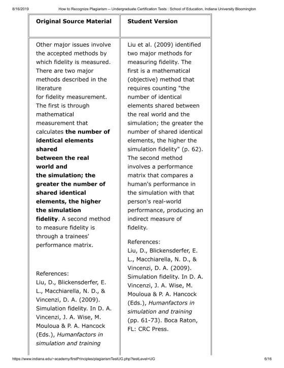 8/16/2019 How to Recognize Plagiarism --Undergraduate Certification Tests : School of Education, Indiana University Bloomingt