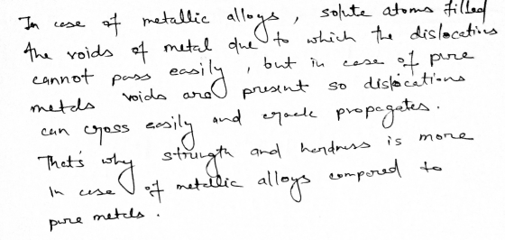 In case but in cannot pass easily voida metallic solute atoms filled the voids of metal due to which the dislocations of pure