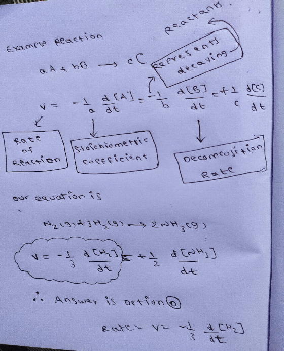 Examele Reaction ReastanH e C Repres enゴ decaving 7. aA b3 - CA N = dt C dt Rate f L oichiometti Coefeicient RPassion Decomco