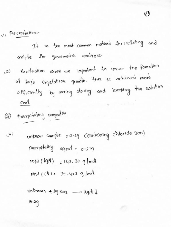 ,Phecipilaton Tt ne mast common methad forsolatn and analyte fo gravimetvic analysis. Nucleatton S2es are important to insure