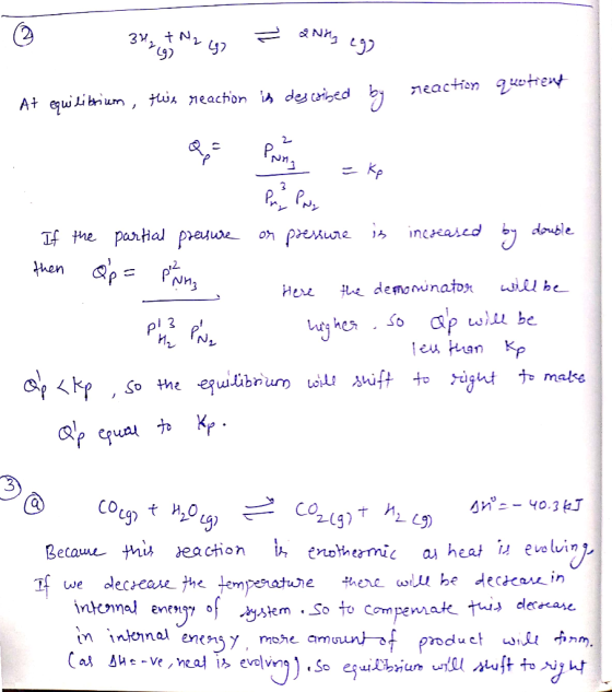 € 37, + m2 g = and egg reaction quotient - At equilibrium , this reaction is described by 2 - = kp If the partial pleasure or