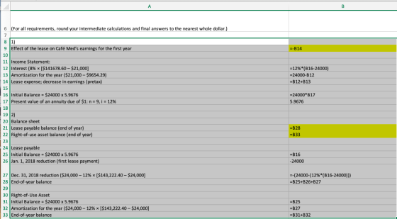 (For all requirements, round your intermediate calculations and final answers to the nearest whole dollar.) 8 (1) Effect of t