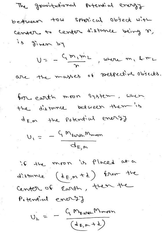 The gravitational potential energy between tow Spherical object with center to center distance being is given by çm, miz U- w