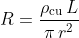 R=\frac{\rho_{\mathrm{cu}}\,L}{\pi\,r^{2}}