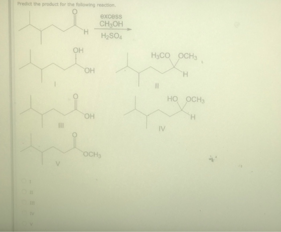 Predict the product for the following reaction. excess CH3OH H2SO4 H3CO OCHз Но осна ОСН3