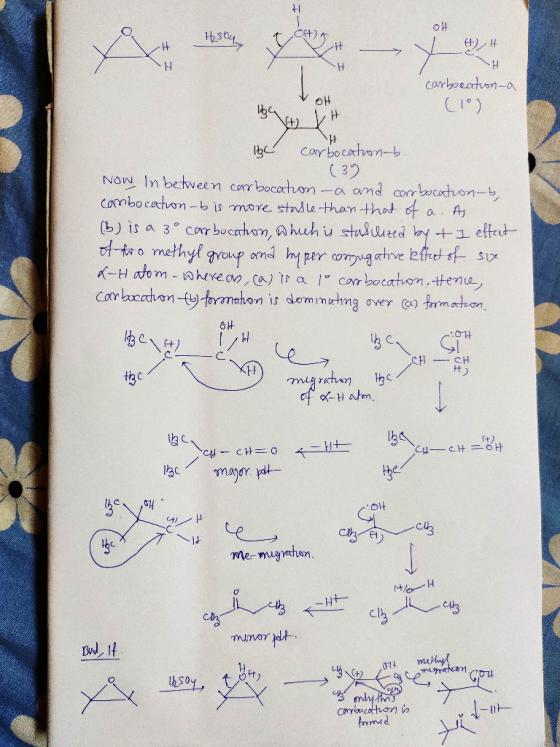 H304 O4)2 6) H + I H carbocation-a (10) VOH \+ H lgc carbocation-b. (3) Now In between carbocation -a and corrbocation-b, com