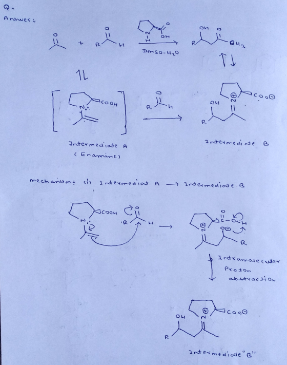 Answer Dmso-H1o TU 1L OH aco on 1 Intermediote Intermediade A (G amnine) Intermediat A 1ndemediae B mech ams mi 1 Indranmole