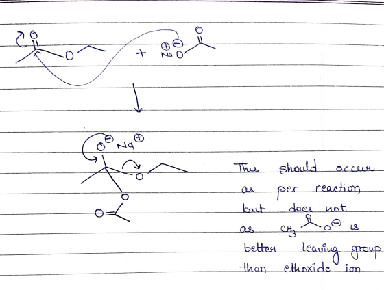 Na Na This occur should per reaction ot but does not Chy loo betten leaving group than ethoxide ion