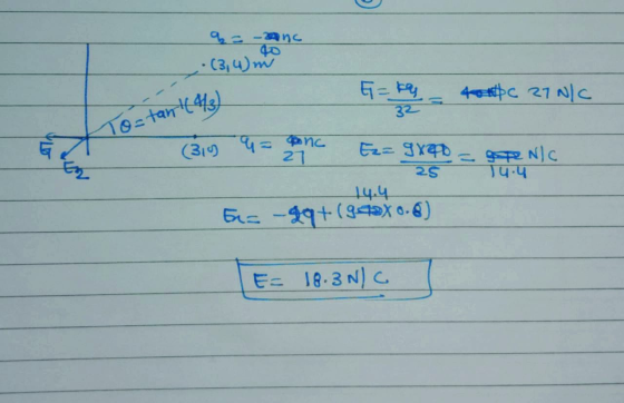 че-Аус. ..(3,4) in G=key 404c 27 N/C To=tan(4/3) (319 G = conc 27 Ez = great agenc 25 Tu.u 14.4 bis -99+(942X 0.8) E= 18.3N/C