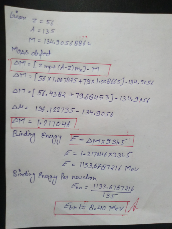 Liter 2=56 A = 135 M = 134,9056 886 a Moss defect AM = [2 mot pt (A-2) maj-M AM=( 56 x 1,007825+79x7.008665)-134,9056 017-56,