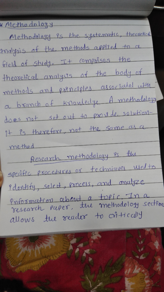 * Methodology Methodology is the systematic, theoretical analysis of the methods applied to a field of study. It comprises th
