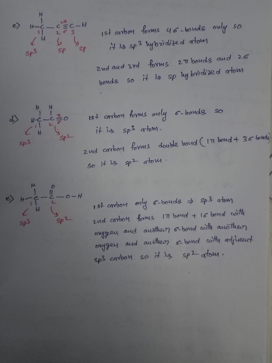 H H- ccc-H 263 H bb ist carbon forms 46 boude only so it is sp 3 hybridized atom sp3 SP sp 2nd and 3rd forms 27 bonds and 26