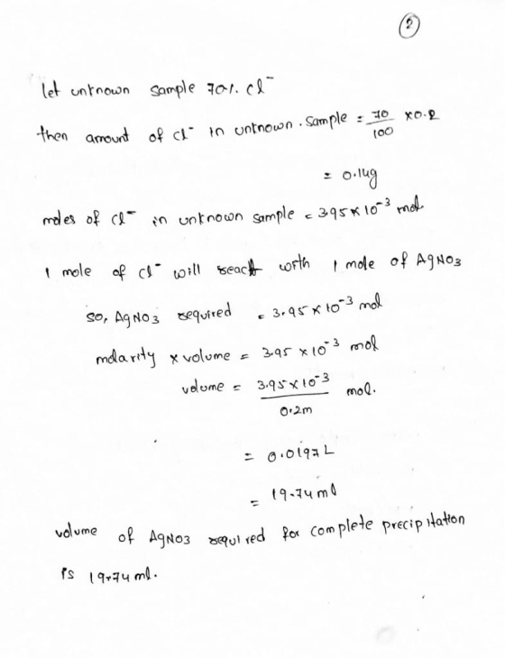let untnown Sample 30. cl then amountol c tn untnown Sample : xo. (Oo m es o c n untnoon sample 3q5 1o3 rnd tmole af c i seac