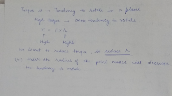 plene Torque Tonduney to rotati in Ca to votate tonduney > FXh r High Hyhk rediuee torque we want to o reduce A (4) Halve th