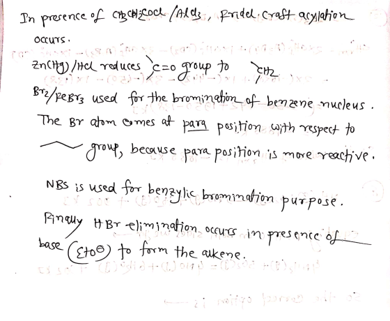In presence of Chacal_cock (Alds, Bridel Crost acylation OCCUTS Zn(Hg)/Hel reduces (c=0 cao group to eth - Bv2/peBiz used for