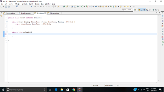 Java EE Eile Edit Source Refactor Navigate Search Projec Bun Window Help Quick Access || ! Java EE 4Java Debug 2 publ1c clas