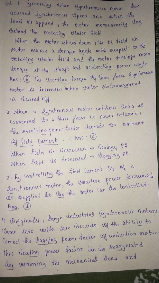 Sot t generally uo hen ynchromous achieved uynchronou peed and wshen lood uc applied , the urotor mo nentorty da dchind th xo