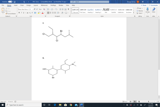 AutoSave On HW 7.docx - Compatibility Mode - Last Modified: 1h ago Search Morgan Essary MF File Home Insert Draw Design Layou