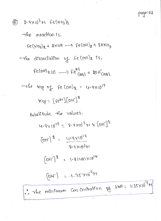 Page:02 21xt3 FelNog)2 Yho oaackon is, ha dsociat?on of fe Co4 )2 is, feloul2s) Ca 0 HCa KepCpetCoH &ubsitute te values. foH1