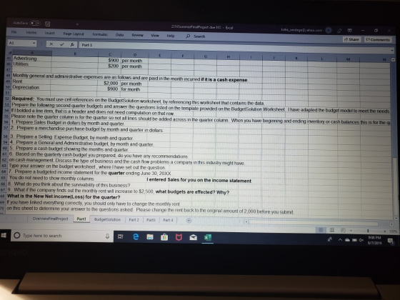 2019SummerFinal Project due 310 - Excel katie, sandage@yahoo.com - AutoSave a File Home A1 0 X Comments Insert Page Layout Fo