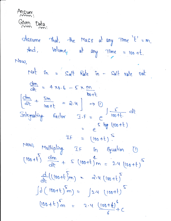 An ev Given Dato deeume Tat, he Mace at any Time 、t, :m Volume at any Time 100 tt Now Net ะ Salt Rafe in- alt Yate out VM alt