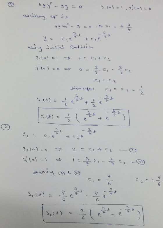 499 - gy=0 9, 10) = 1, sirogao 19-5 น : 1 | A3 - 5 = 0 => x = + 3 using initial I, (o)=1 condition = citcr q=ca there fore a
