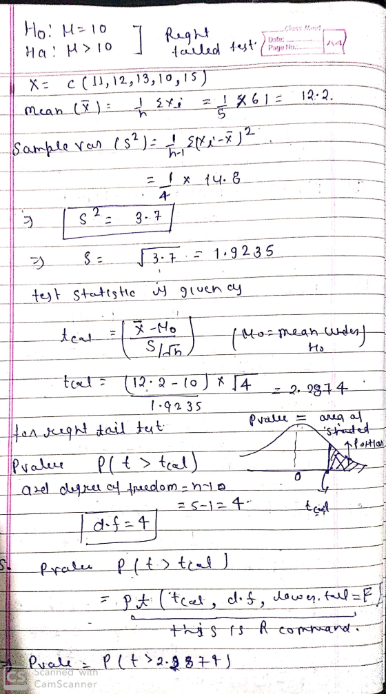 Hol M=10 Reght Ha! H > 10 talled fast / Pargi to: an X = c (11,12,13,10,15) man (x ) : h 24; 358613 12.2. Sample van (5²) = I