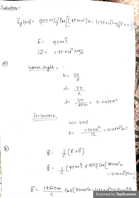 Salution Es (mm) = (9251/4) Cau C 45 movi) an– (13549bbfta o izha 4500 13 = 1.35x10 scools udave legth k= 20 시 da 277 k da 2