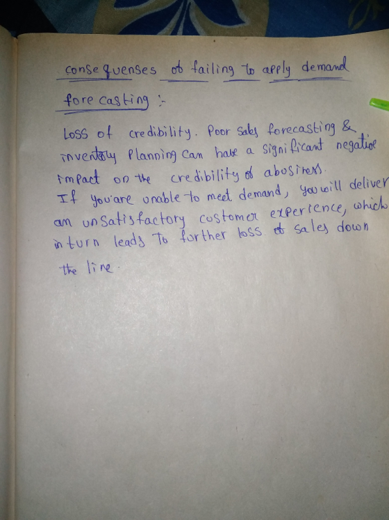 conse quenses s lailing io arrl demand fore Casting Loss ot credibility. Poor Sab Porecasting & nnvendauy Plannig Can haie a