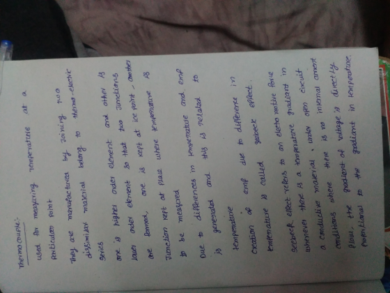 Thermo couple used Po meaylving emperature at a pvticulaen Point They ave manufac tuved b Joivirg uo disšimidax malevial bela