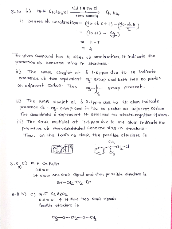 add 1H Fo c m.F CloHi3 cl 8-10 ) New lmulq i Degree os ansakunabom No ob c+1)- (No ob ) (Io+1) he given Compound has 4 sites