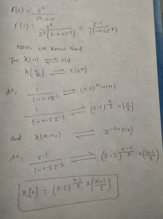 23-0.5 z? Now, we know that 1 -0.523 (0.5) 7 (3) (0.5) 3. (43) F(z) = _2 2- 23/1-0.52-3) (1-0.52-3) for X(n) x(2) un - xizm)