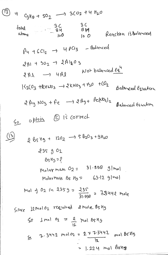 » Callo+son - 3002 + u no total de 30 org loo atoma Reaction is balanced Pu T6 Cl2 → 4 PC13 - Balanced QAI + 302 + 2Al2O3 2 A
