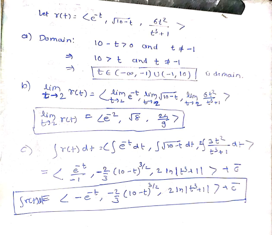 Let 80+) a Lét, sort , 61? > a) Domain: . 10-tzo and tt-1 - 10> t and tt-1 te (-29, -1) U(-1, 10) u domain P b) . ? lim ti rC