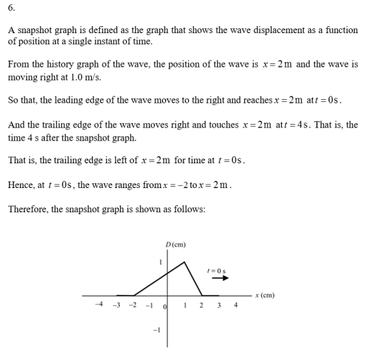 6. A snapshot graph is defined as the graph that shows the wave displacement as a function of position at a single instant of