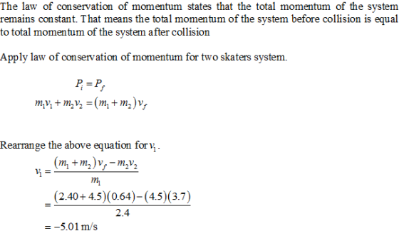 The law of conservation of momentum states that the total momentum of the system remains constant. That means the total momen
