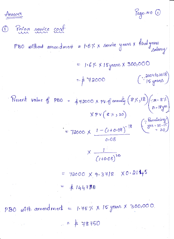 - Answer Page: No O © Periool sevice center PBO without amendment = 1:64. x service years x tinal yo tama =116% X 15 years X